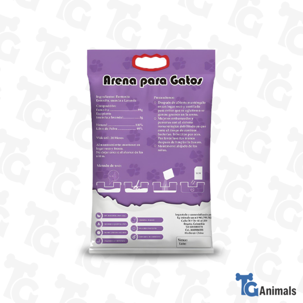 TG – Arena Para Gatos Bentonita Fragancia Lavanda - Imagen 4